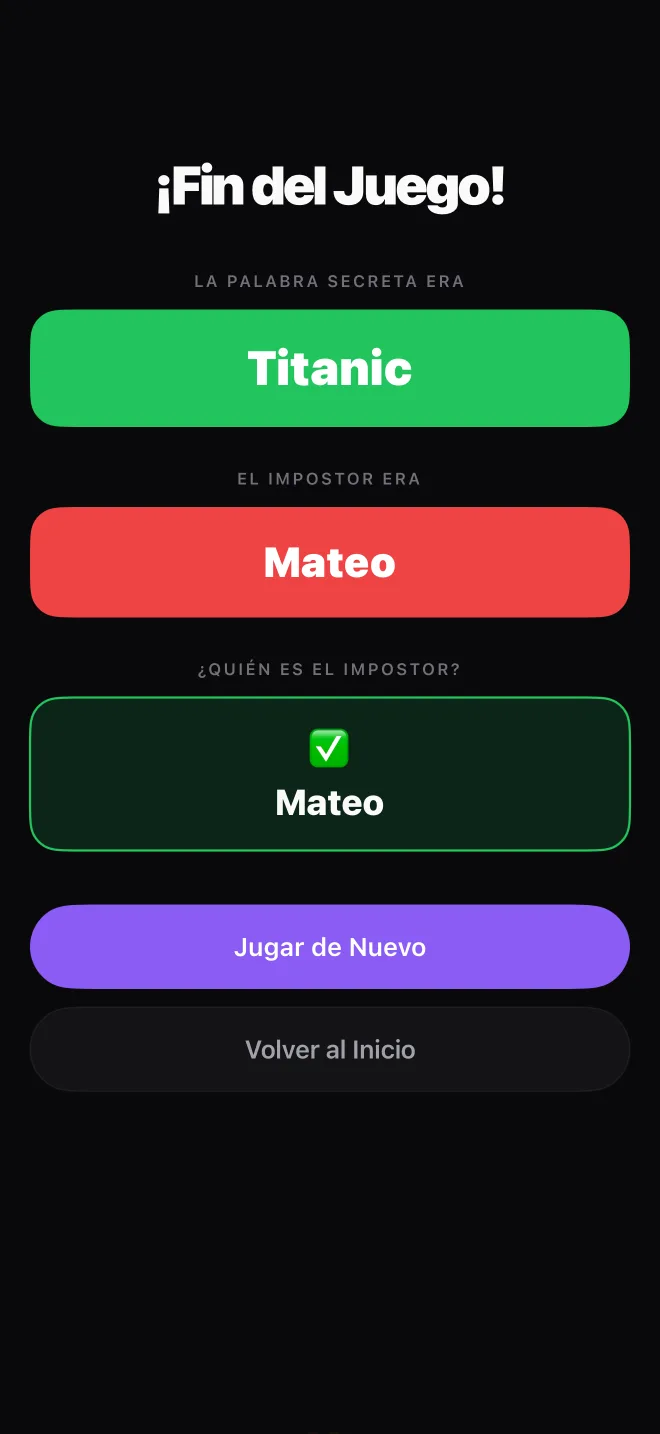 Impostor: Secret Word Game — Voten al mentiroso