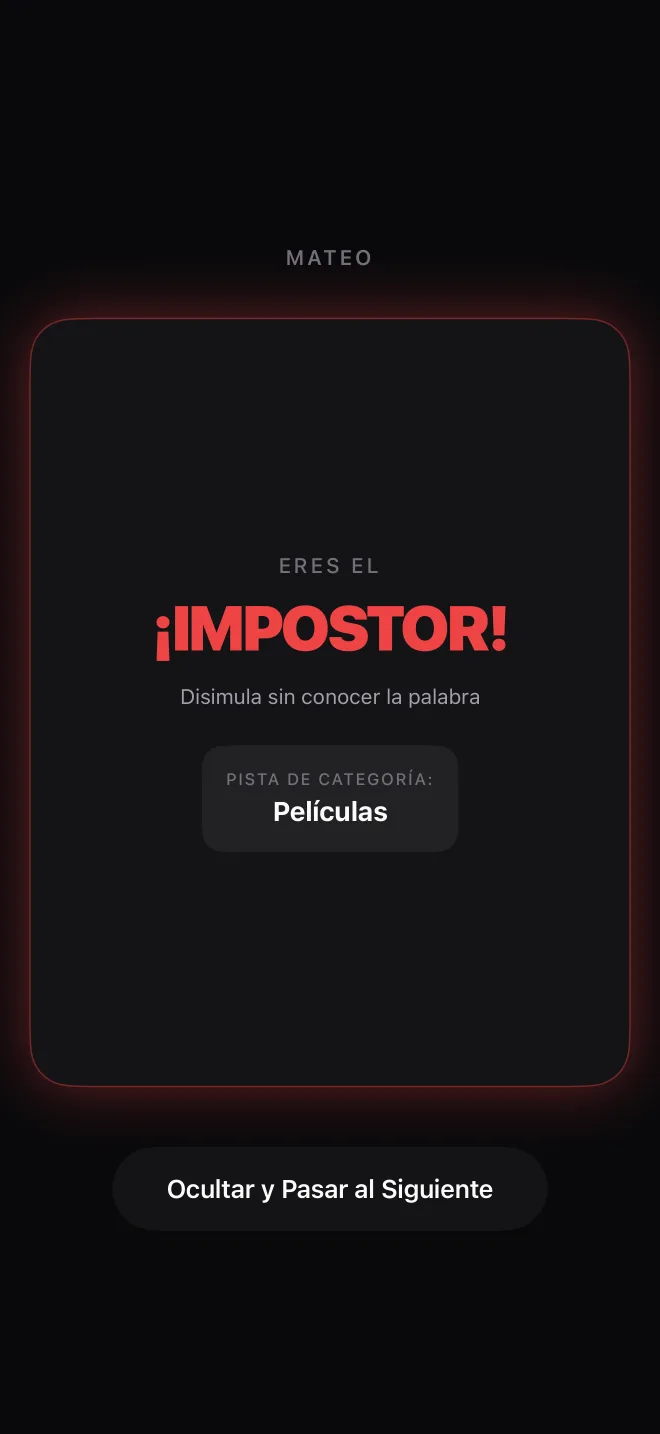 Impostor: Secret Word Game — Lo que ve el impostor