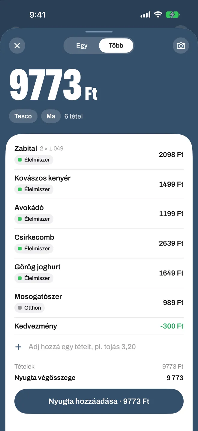 Beszkennelt bolti blokk a Spentióban, minden sor a saját kategóriájában